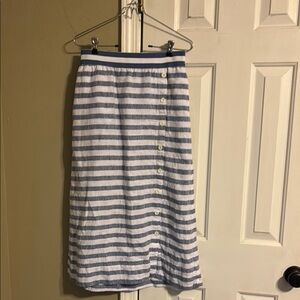 J. Jill love linen 100% linen blue and White Midi  Skirt Casual Resort Wear
